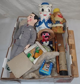 Peewee Herman Doll Piggy Bank Marionette & Misc
