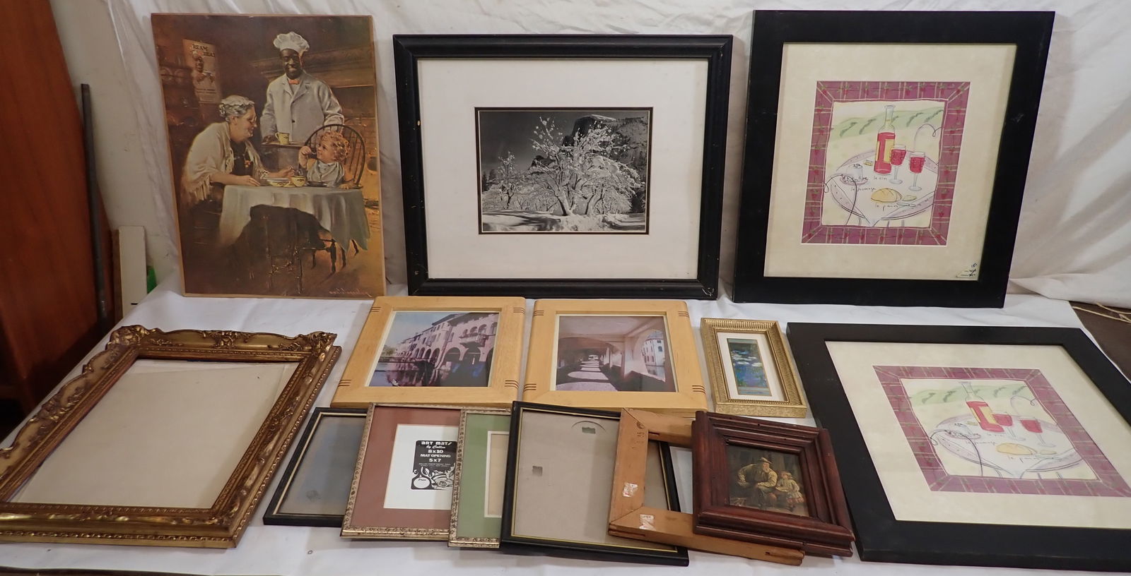 Prints Photos Picture Frames: Back right one is approx 19" x 20 3/8". Must take all. No in house shipping