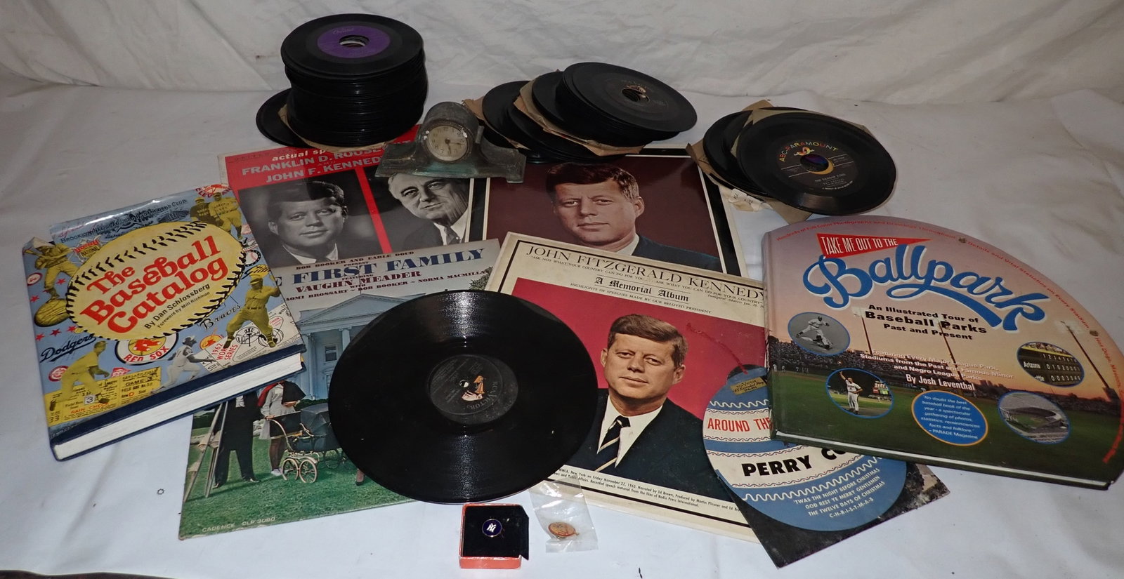 Records incl JFK & Baseball Books: Shipping available