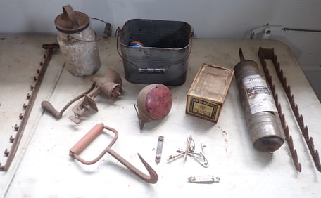 Agate Lunch Pail Hay Hook Skeleton Keys