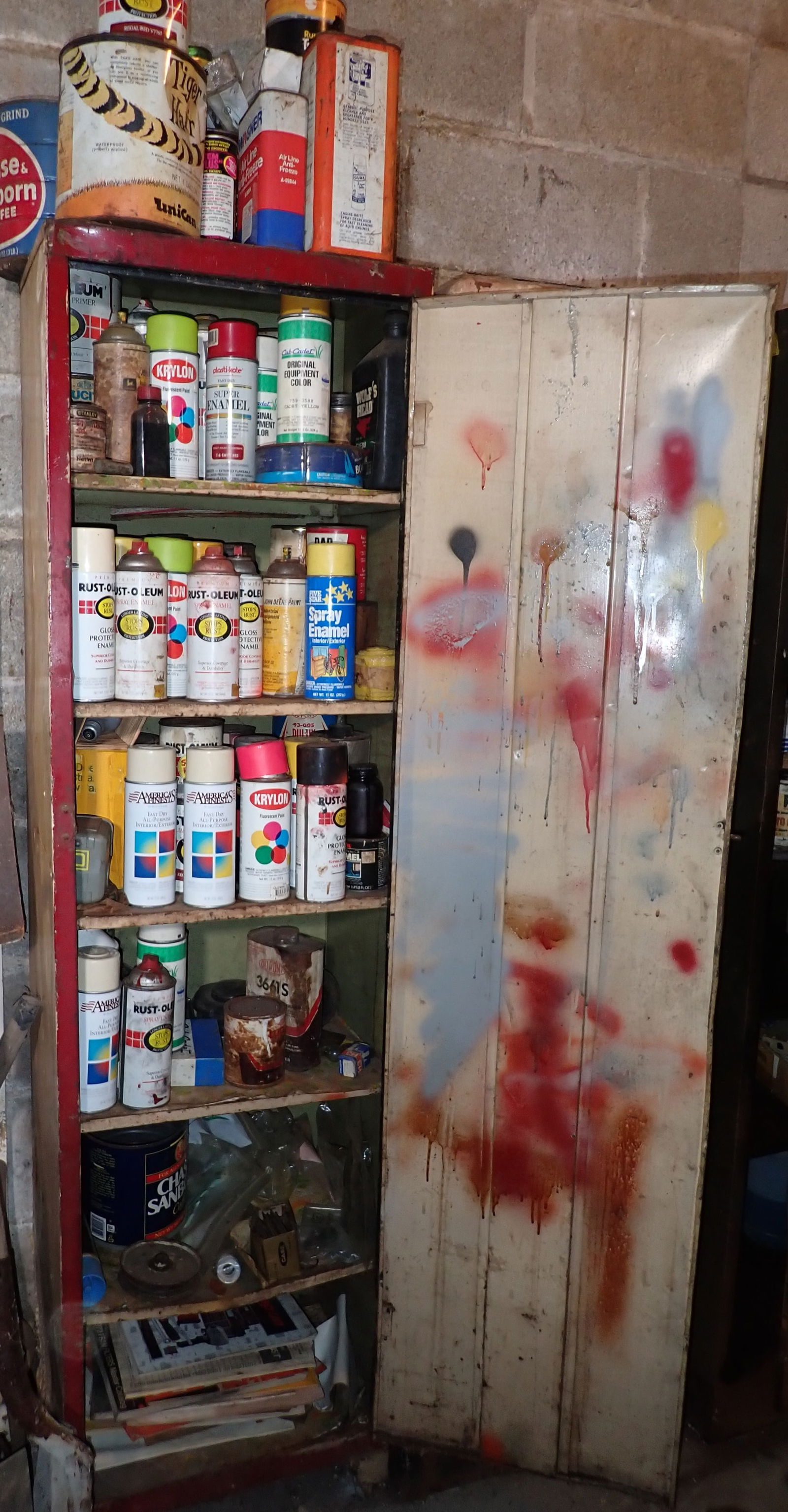 Cabinet w/ Vintage Spray Paint and Misc (1 of 8)