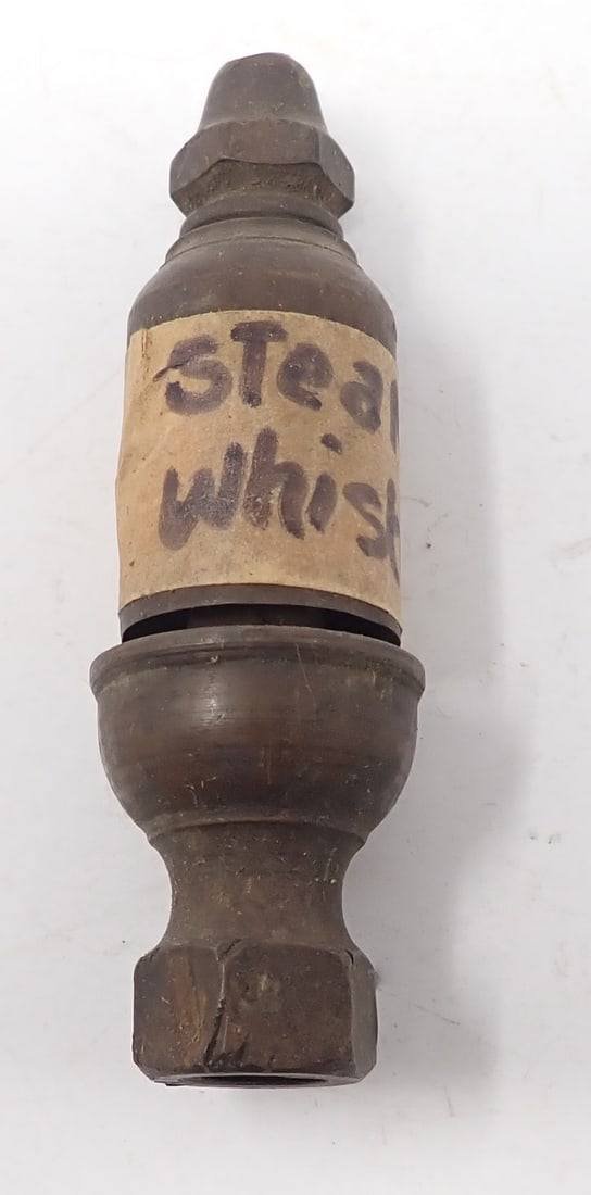 Brass Steam Whistle: Apprx 1 1/4" in diameter and 3 3/4" long - Shipping available