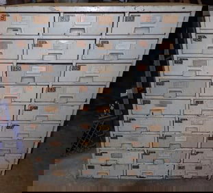 27 Drawer Parts Cabinet w/ Radio Electronic Parts & Misc