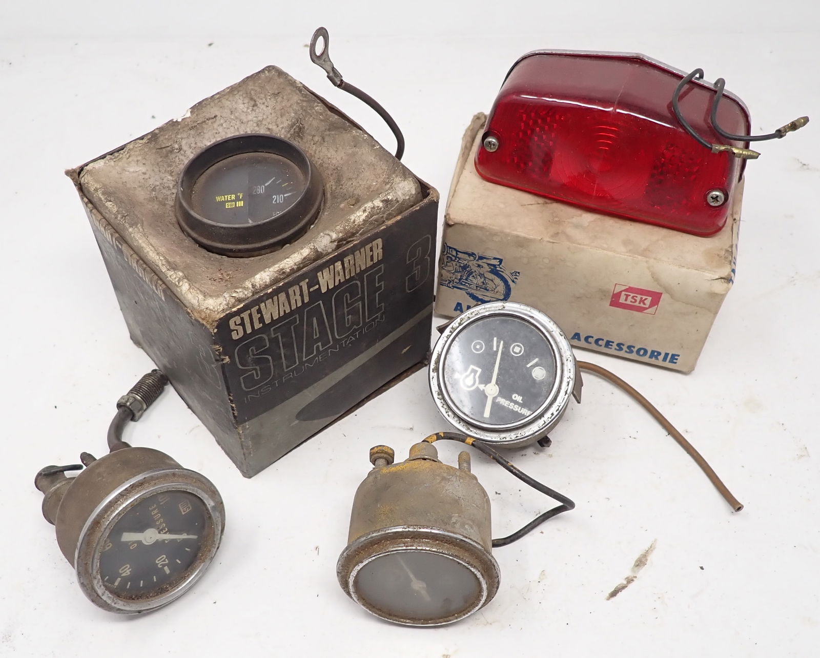 Motorcycle Tail Light Stewart Warner Water Temp Gauge (1 of 6)