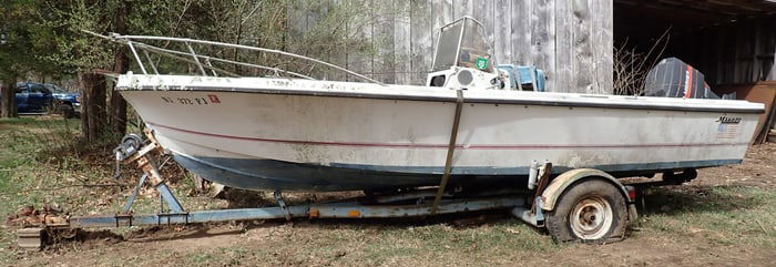 1973 Mako 20' Boat & Trailer w/ Mariner 200 Outboard Motor Parts