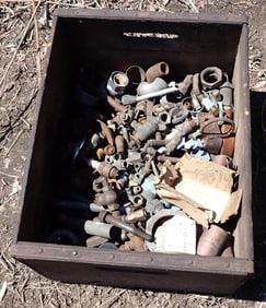 Raritan Valley Milk Crate w/ Brass Copper & Misc Fittings