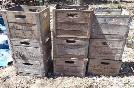 9 Wooden Milk Crates incl Franklin Lakes Wardells