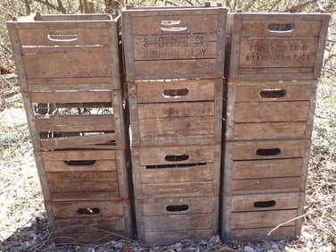 12 Wooden Milk Crates incl Johanna Farms & Crestwood