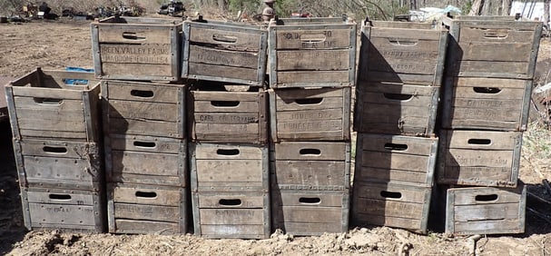 23 Wooden Milk Crates incl Johanna & Port Murray