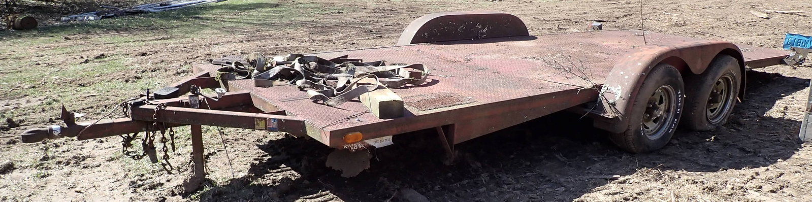 Tilt Car Trailer Parts: Deck is approx 78 1/2" x 18' 1". NO in house shipping ! Bring proper help to removeNo title, No Bill of sale