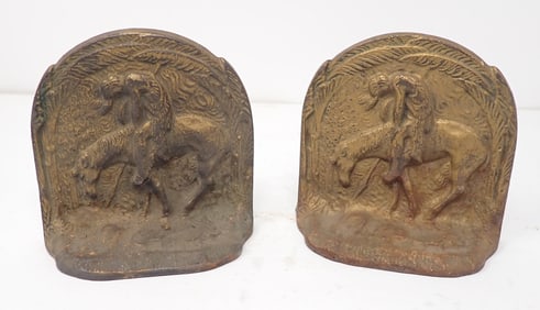 End of The Trail Cast Iron Bookends