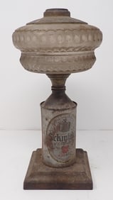 Schmidt's Cone Top Beer Can Make-Do Oil Lamp