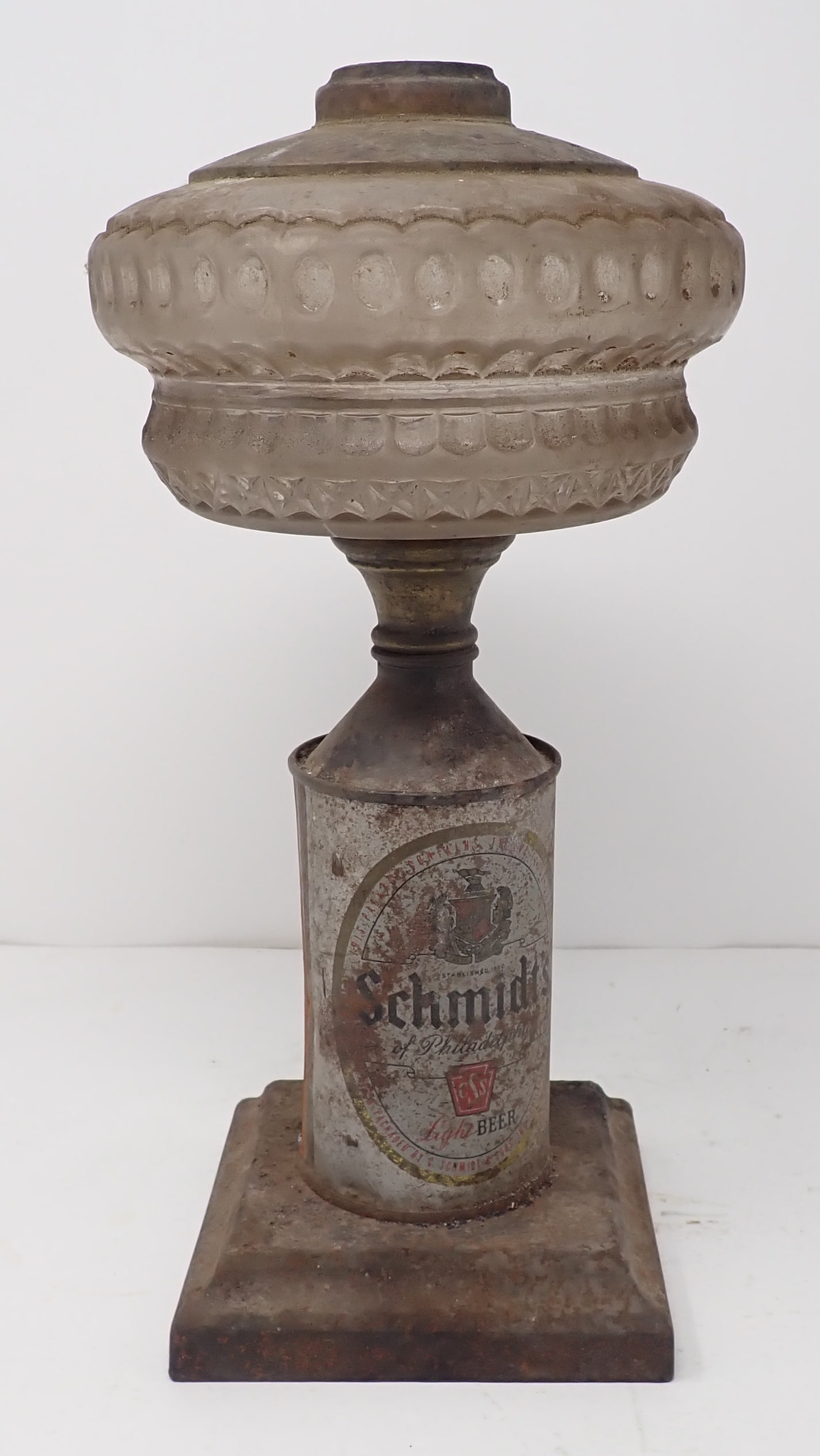Schmidt's Cone Top Beer Can Make-Do Oil Lamp (1 of 5)