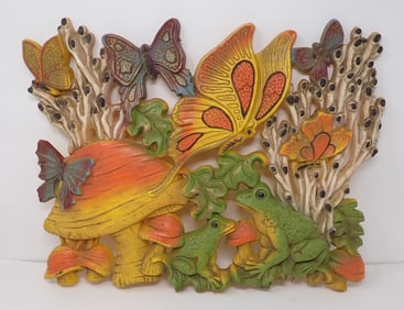 Homco Butterflies & Frogs Wall Hanging