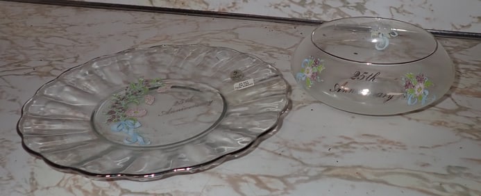 Fenton 25th Anniversary Plate & Bowl