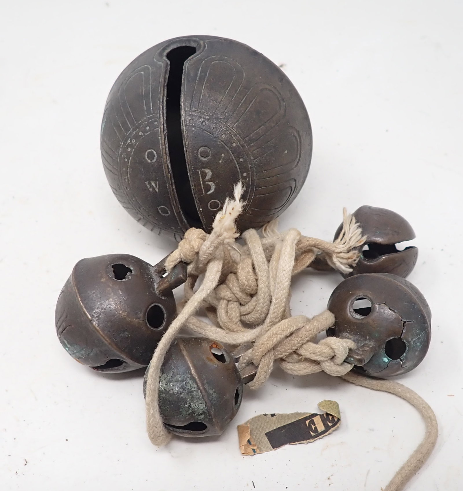 Brass Sleigh Bells: Largest is apprx 3 1/4" in diameter and is marked W.B . Shipping available