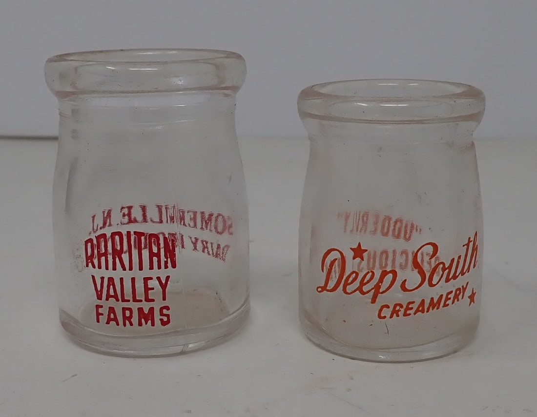 Raritan Valley & Deep South Creamers: Tallest is approx 1 1/4" in diameter and 2" tall. Shipping available