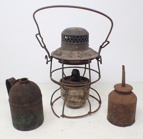 Oil Cans and B&O Railroad Lantern