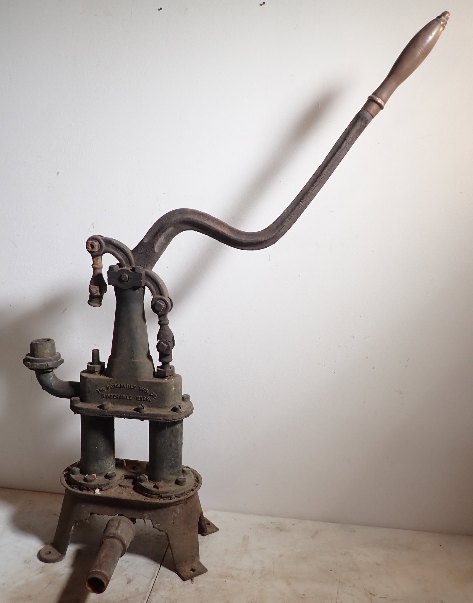 Haydenville Pump: At base it is approx 8 1/2" x 14 1/2". Approx 42" tall to top of handle as pictured. No in house shipping !