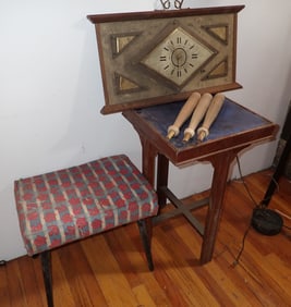 United Clock No. 38 Pole Lamp Table & Stool