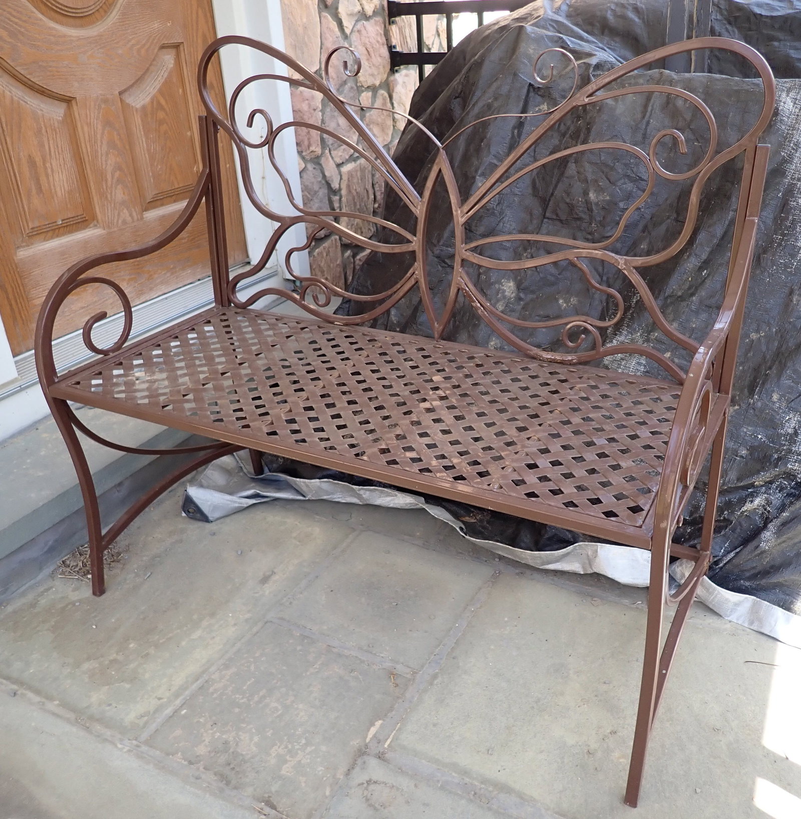 Butterfly Patio Bench: Approx 39 1/4" long and 35" tall. No in house shipping !