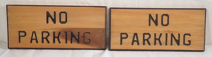 2 Wooden No Parking Signs
