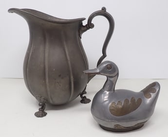 Pewter Duck & Pilgrim Pewter Pitcher