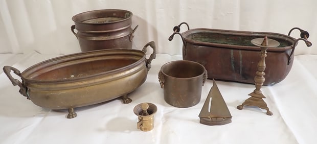 Copper & Brass Pots Mortar Pestle Candle Holder