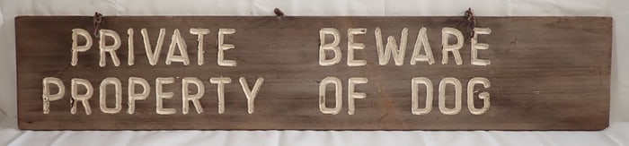 Private Property Beware of Dog Wooden Sign