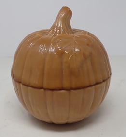Akro Agate Pumpkin Covered Candy Dish