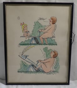 1983 Kevin Mcvey Adult Comic Watercolor Goodland Country Club