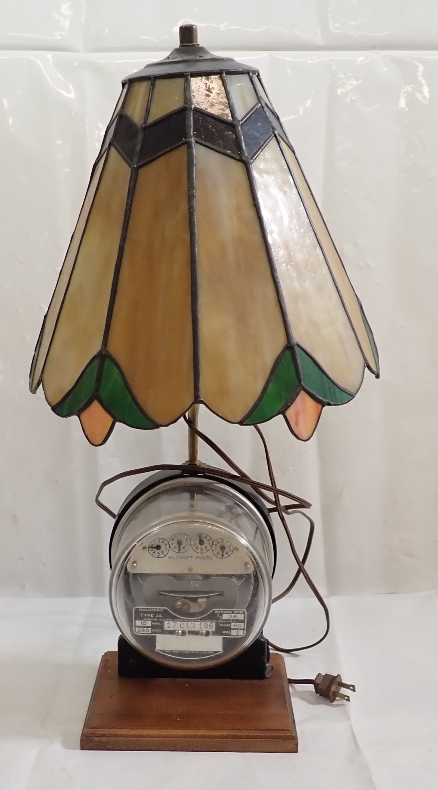 Stained Glass Lamp w/ Electric Meter Base (1 of 3)