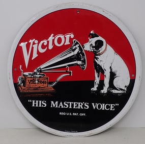 Victor His Masters Voice Victrola Sign