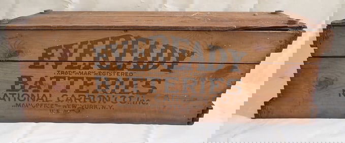 Eveready Batteries Wooden Crate
