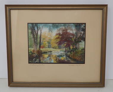 Signed Wallace Nutting Exciting Waters: Approx 9 3/4" x 11 3/4". Shipping available