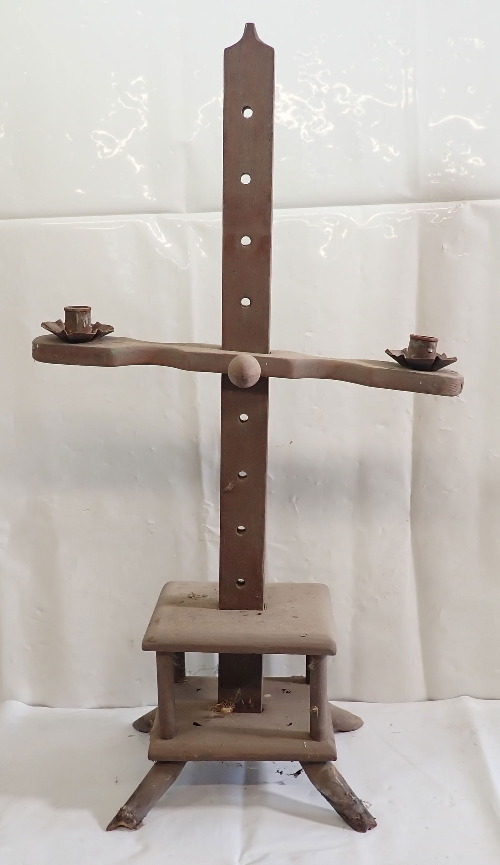 Antique Peg Adjustable Candle Stand (1 of 7)