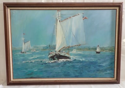 Marl M. Sailboat Oil on Canvas Painting
