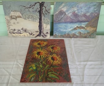 3 Oil on Board Paintings