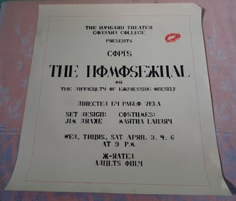 Goddard College Haybarn Theater Homosexual Poster