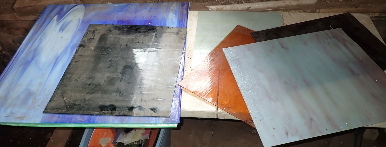 7 pcs of Stained Glass: Largest is apprx 33 1/4" x 32 /14". No in house shipping !