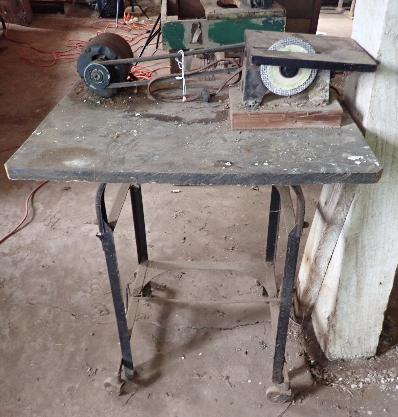 Cutting Wheel on Stand: Stand is approx 20" x 26" x 27 1/4" tall. No in house shipping