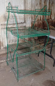Vintage Wire Shelf in Green Paint