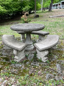 Concrete Garden Table & TWO Benches