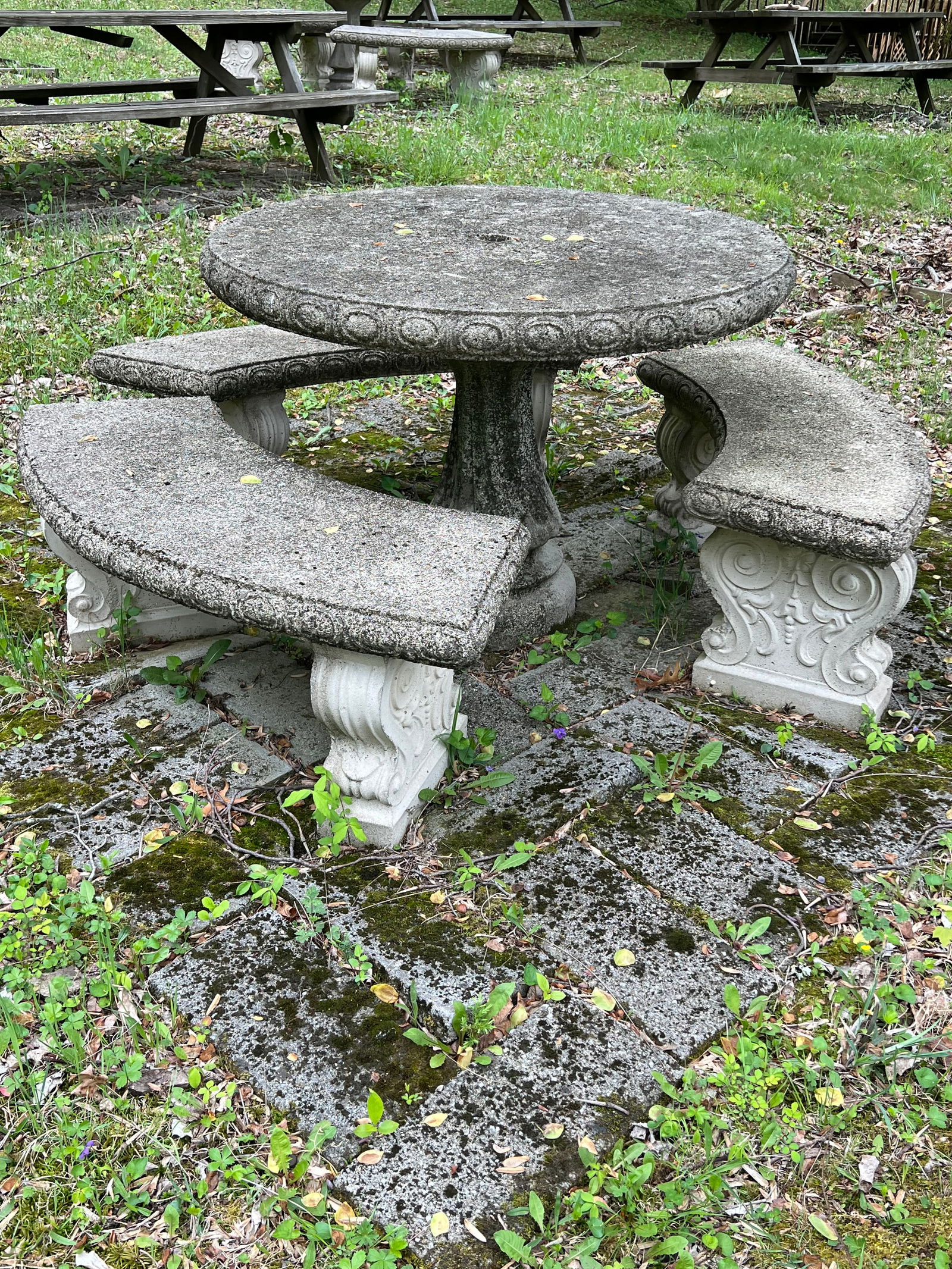 Concrete Garden Table & Three Benches (1 of 4)