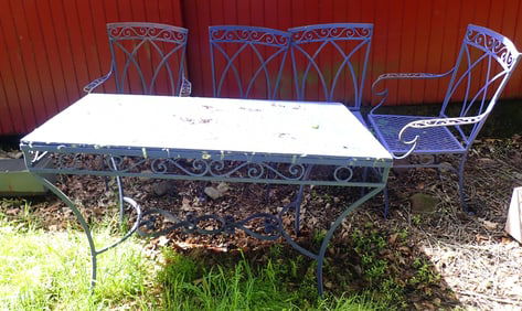 Patio Table w/ 4 Chairs in Purple Paint