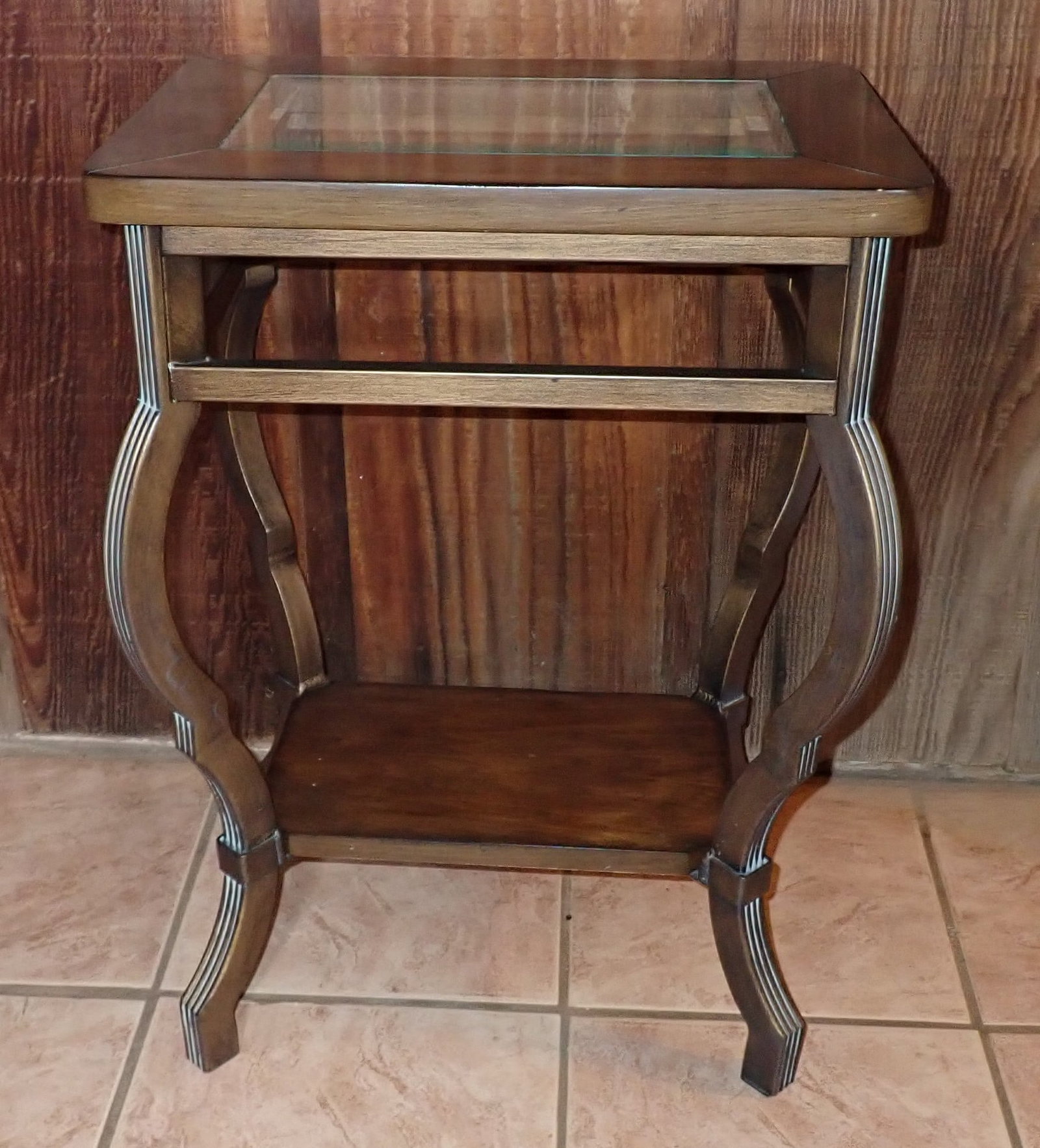 Plant Stand: Approx 13" x 18" x 25 1/4" tall. Glass top has a beveled edge. No in house shipping !
