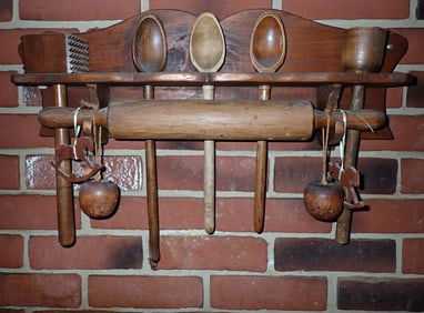 Wooden Mashers Rolling Pin Spoons & Rack
