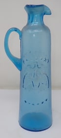 Patriotic Blue Glass Pitcher w/ Eagle & Stars