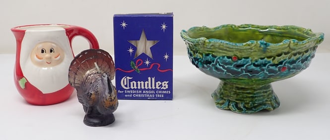 Santa Mug Gurley Turkey Candle Napco Ware Compote