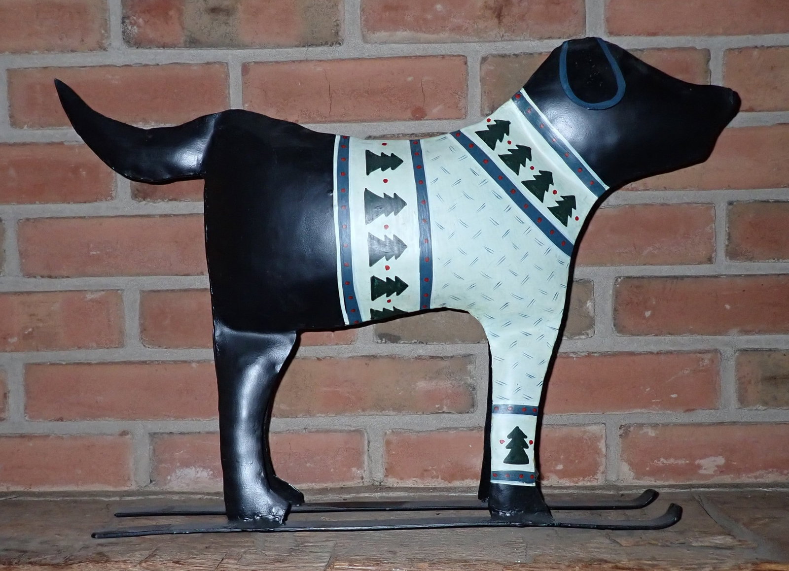 Tin Dog on Skies: Approx 21" long and 15" tall. Shipping available